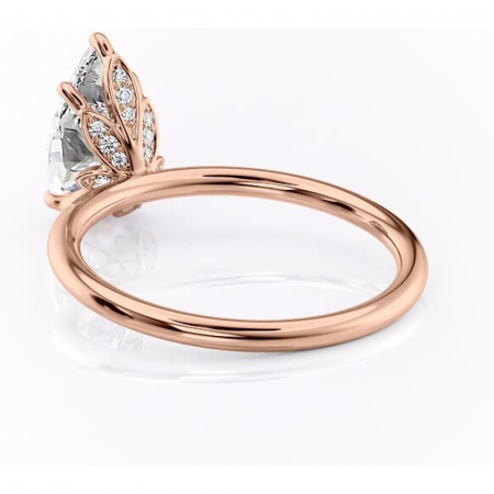 Inel de logodnă Emerald din aur Rose 14kt cu moissanite tăietură pară – Solitar rafinată pentru profil înalt | Personalizează și configurează gratuit online [3]