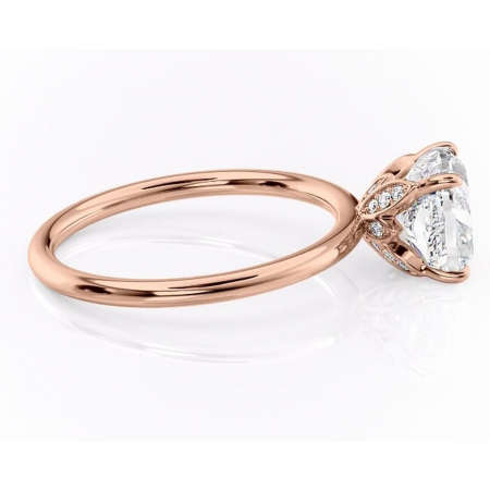 Inel de logodnă Emerald din aur Rose 14kt cu moissanite tăietură pernă – Solitar rafinată pentru profil înalt | Personalizează și configurează gratuit online [1]