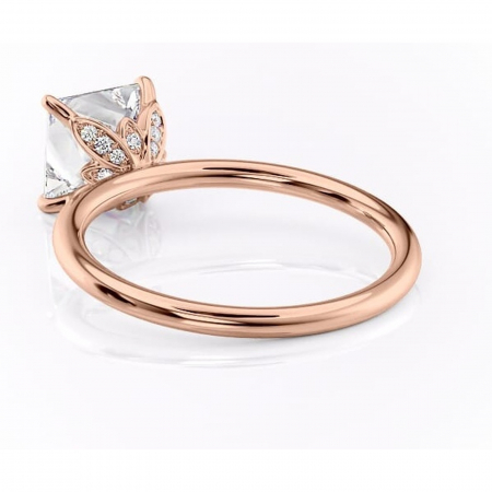 Inel de logodnă Emerald din aur Rose 14kt cu moissanite tăietură princess – Solitar rafinată pentru profil înalt | Personalizează și configurează gratuit online [3]