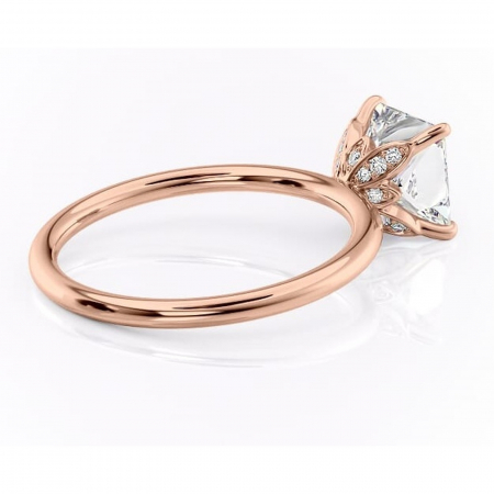 Inel de logodnă Emerald din aur Rose 14kt cu moissanite tăietură princess – Solitar rafinată pentru profil înalt | Personalizează și configurează gratuit online [2]