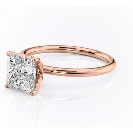 Inel de logodnă Emerald din aur Rose 14kt cu moissanite tăietură princess – Solitar rafinată pentru profil înalt | Personalizează și configurează gratuit online [6]