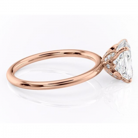 Inel de logodnă Emerald din aur Rose 18kt cu moissanite tăietură radiantă – Solitar rafinată pentru profil înalt | Personalizează și configurează gratuit online [1]