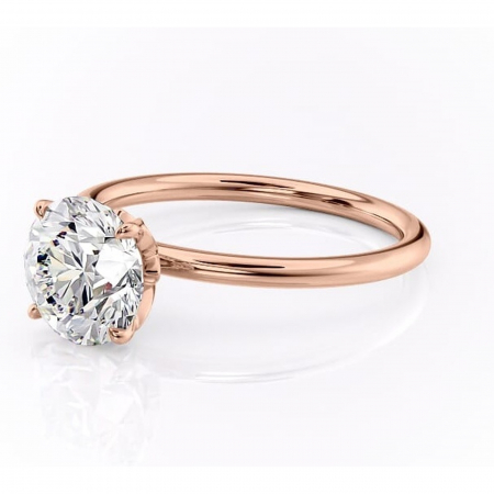 Inel de logodnă Emerald din aur Rose 14kt cu moissanite tăietură rotundă – Solitar rafinată pentru profil înalt | Personalizează și configurează gratuit online [6]