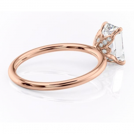 Inel de logodnă Emerald din aur Rose 14kt cu moissanite tăietură smarald – Solitar rafinată pentru profil înalt | Personalizează și configurează gratuit online [2]
