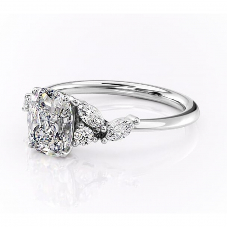 Inel de logodnă Emmeline din aur Alb 14kt cu moissanite tăietură asscher – Pietre laterale rafinată pentru profil mediu | Personalizează și configurează gratuit online [6]