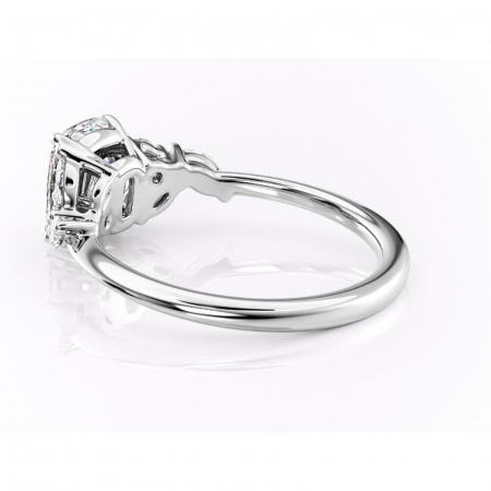 Inel de logodnă Emmeline din aur Alb 14kt cu moissanite tăietură asscher – Pietre laterale rafinată pentru profil mediu | Personalizează și configurează gratuit online [4]