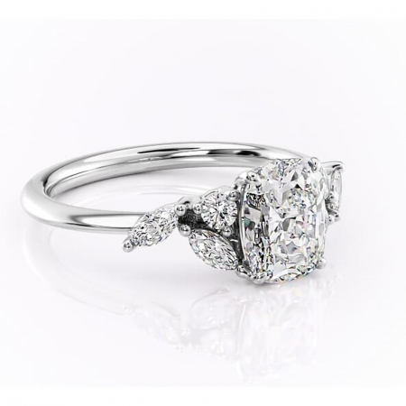 Pernă alungită - Inel de logodnă Emmeline din aur Alb 14kt cu moissanite tăietură asscher – Pietre laterale rafinată pentru profil mediu | Personalizează și configurează gratuit online