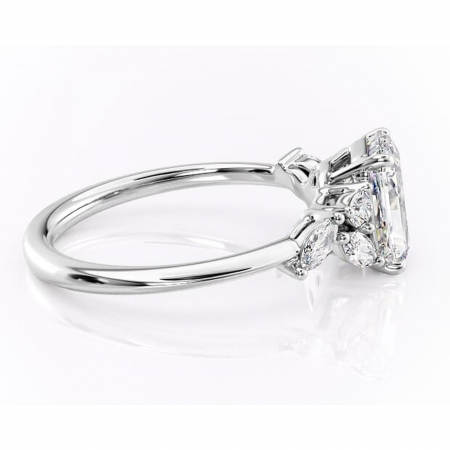 Inel de logodnă Emmeline din aur Alb 14kt cu moissanite tăietură radiantă – Pietre laterale rafinată pentru profil mediu | Personalizează și configurează gratuit online [1]