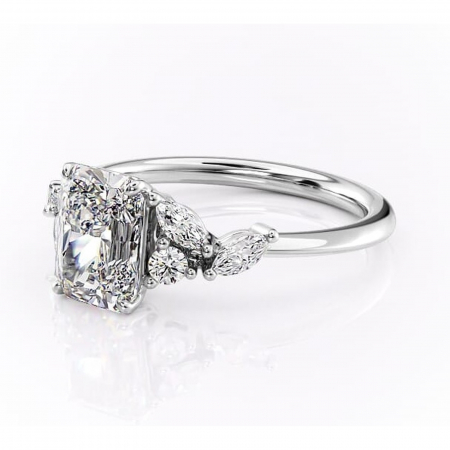 Inel de logodnă Emmeline din aur Alb 14kt cu moissanite tăietură radiantă – Pietre laterale rafinată pentru profil mediu | Personalizează și configurează gratuit online [6]