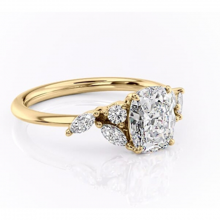 Aur galben - Inel de logodnă Emmeline din aur Galben 14kt cu moissanite tăietură asscher – Pietre laterale rafinată pentru profil mediu | Personalizează și configurează gratuit online