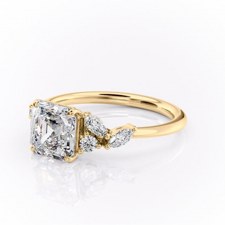 Inel de logodnă Emmeline din aur Galben 14kt cu moissanite tăietură asscher – Pietre laterale rafinată pentru profil mediu | Personalizează și configurează gratuit online [6]