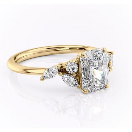 Aur galben - Inel de logodnă Emmeline din aur Galben 18kt cu moissanite tăietură radiantă – Pietre laterale rafinată pentru profil mediu | Personalizează și configurează gratuit online