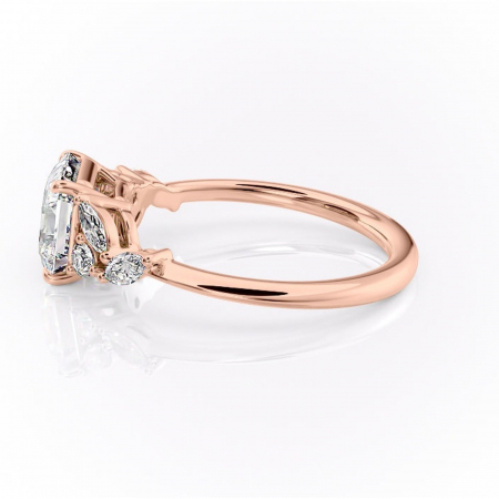 Inel de logodnă Emmeline din aur Rose 18kt cu moissanite tăietură asscher – Pietre laterale rafinată pentru profil mediu | Personalizează și configurează gratuit online [5]