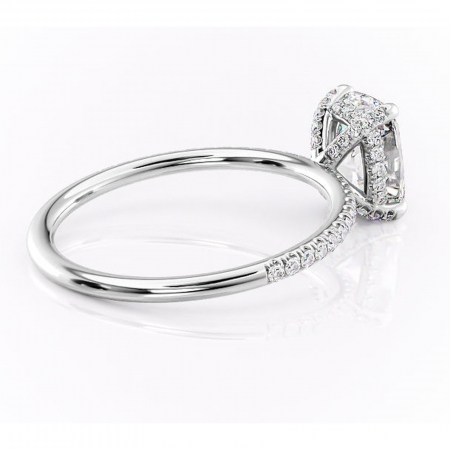 Inel de logodnă Estelle din aur Alb 14kt cu moissanite tăietură pernă – Montură pavé rafinată pentru profil înalt | Personalizează și configurează gratuit online [2]