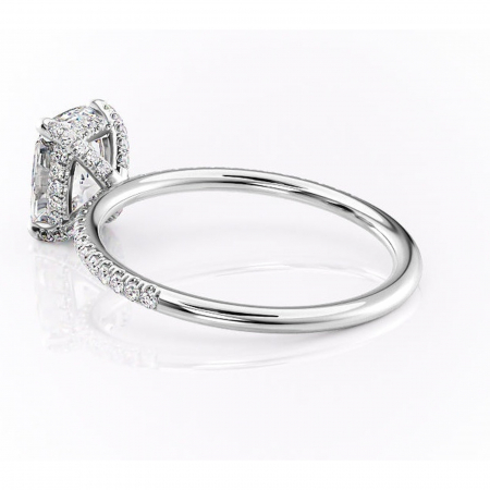 Inel de logodnă Estelle din aur Alb 14kt cu moissanite tăietură pernă – Montură pavé rafinată pentru profil înalt | Personalizează și configurează gratuit online [4]