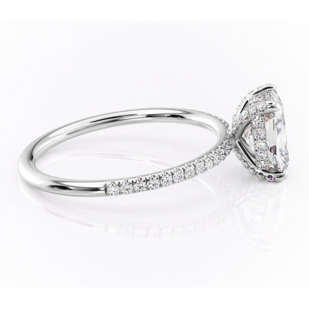 Inel de logodnă Estelle din aur Alb 14kt cu moissanite tăietură pernă – Montură pavé rafinată pentru profil înalt | Personalizează și configurează gratuit online [1]