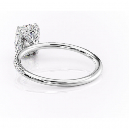 Inel de logodnă Estelle din aur Alb 14kt cu moissanite tăietură pernă – Montură pavé rafinată pentru profil înalt | Personalizează și configurează gratuit online [3]