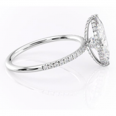 Inel de logodnă Estelle din aur Alb 14kt cu moissanite tăietură marquise – Montură pavé rafinată pentru profil înalt | Personalizează și configurează gratuit online [1]