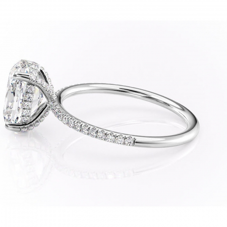 Inel de logodnă Estelle din aur Alb 14kt cu moissanite tăietură ovală – Montură pavé rafinată pentru profil înalt | Personalizează și configurează gratuit online [5]