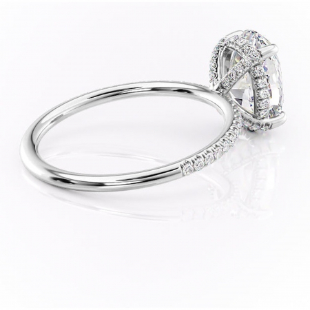Inel de logodnă Estelle din aur Alb 14kt cu moissanite tăietură ovală – Montură pavé rafinată pentru profil înalt | Personalizează și configurează gratuit online [2]
