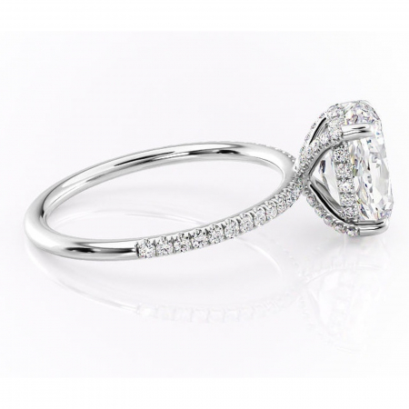 Inel de logodnă Estelle din aur Alb 14kt cu moissanite tăietură ovală – Montură pavé rafinată pentru profil înalt | Personalizează și configurează gratuit online [1]
