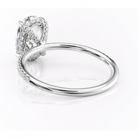 Inel de logodnă Estelle din aur Alb 14kt cu moissanite tăietură ovală – Montură pavé rafinată pentru profil înalt | Personalizează și configurează gratuit online [3]