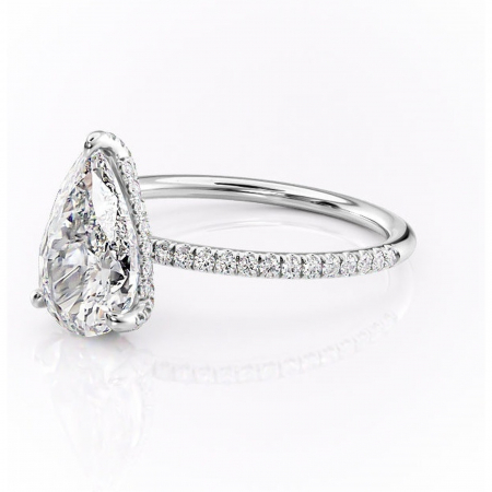 Inel de logodnă Estelle din aur Alb 18kt cu moissanite tăietură pară – Montură pavé rafinată pentru profil înalt | Personalizează și configurează gratuit online [6]