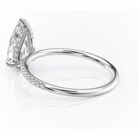Inel de logodnă Estelle din aur Alb 18kt cu moissanite tăietură pară – Montură pavé rafinată pentru profil înalt | Personalizează și configurează gratuit online [4]