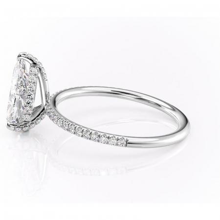 Inel de logodnă Estelle din aur Alb 18kt cu moissanite tăietură pară – Montură pavé rafinată pentru profil înalt | Personalizează și configurează gratuit online [5]