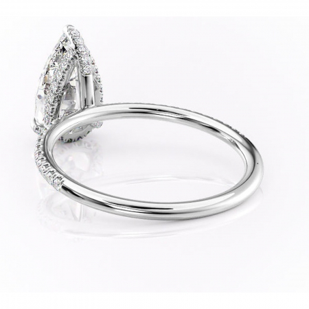 Inel de logodnă Estelle din aur Alb 18kt cu moissanite tăietură pară – Montură pavé rafinată pentru profil înalt | Personalizează și configurează gratuit online [3]