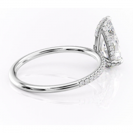 Inel de logodnă Estelle din aur Alb 18kt cu moissanite tăietură pară – Montură pavé rafinată pentru profil înalt | Personalizează și configurează gratuit online [2]