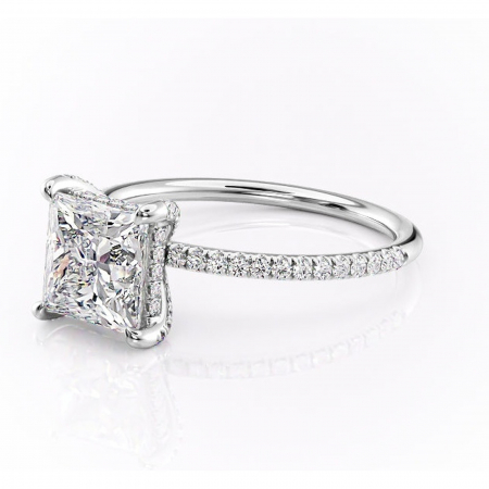 Inel de logodnă Estelle din aur Alb 14kt cu moissanite tăietură princess – Montură pavé rafinată pentru profil înalt | Personalizează și configurează gratuit online [6]