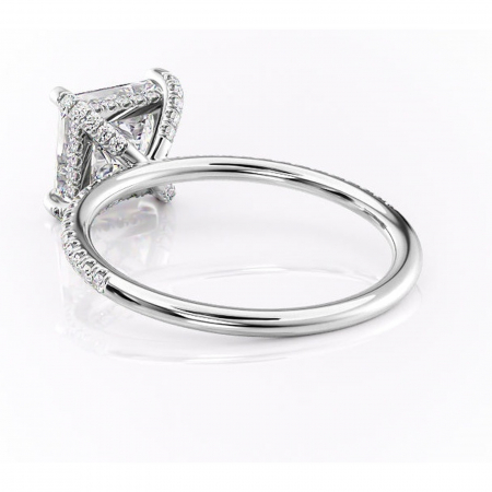 Inel de logodnă Estelle din aur Alb 14kt cu moissanite tăietură princess – Montură pavé rafinată pentru profil înalt | Personalizează și configurează gratuit online [3]