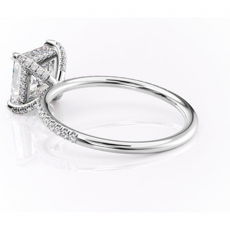 Inel de logodnă Estelle din aur Alb 14kt cu moissanite tăietură princess – Montură pavé rafinată pentru profil înalt | Personalizează și configurează gratuit online [4]