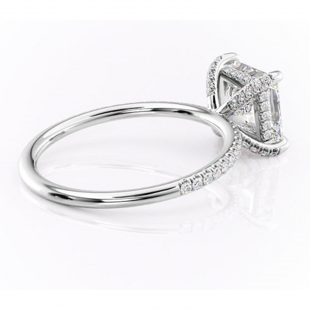 Inel de logodnă Estelle din aur Alb 14kt cu moissanite tăietură princess – Montură pavé rafinată pentru profil înalt | Personalizează și configurează gratuit online [2]