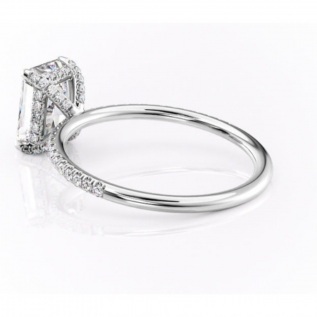 Inel de logodnă Estelle din aur Alb 18kt cu moissanite tăietură radiantă – Montură pavé rafinată pentru profil înalt | Personalizează și configurează gratuit online [4]