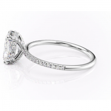 Inel de logodnă Estelle din aur Alb 18kt cu moissanite tăietură radiantă – Montură pavé rafinată pentru profil înalt | Personalizează și configurează gratuit online [5]