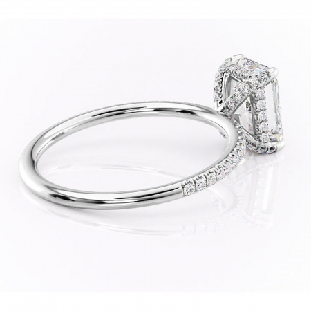 Inel de logodnă Estelle din aur Alb 18kt cu moissanite tăietură radiantă – Montură pavé rafinată pentru profil înalt | Personalizează și configurează gratuit online [2]