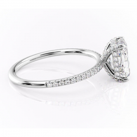 Inel de logodnă Estelle din aur Alb 18kt cu moissanite tăietură radiantă – Montură pavé rafinată pentru profil înalt | Personalizează și configurează gratuit online [1]
