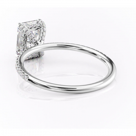 Inel de logodnă Estelle din aur Alb 18kt cu moissanite tăietură radiantă – Montură pavé rafinată pentru profil înalt | Personalizează și configurează gratuit online [3]