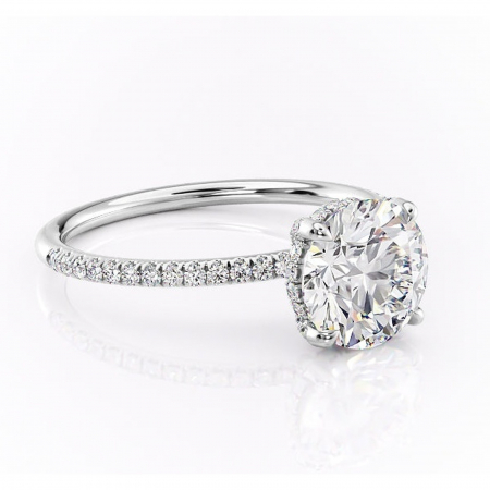 Halo - Inel de logodnă Estelle din aur Alb 14kt cu moissanite tăietură rotundă – Montură pavé rafinată pentru profil înalt | Personalizează și configurează gratuit online