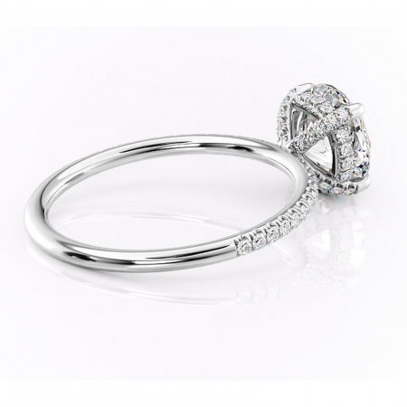 Inel de logodnă Estelle din aur Alb 14kt cu moissanite tăietură rotundă – Montură pavé rafinată pentru profil înalt | Personalizează și configurează gratuit online [2]