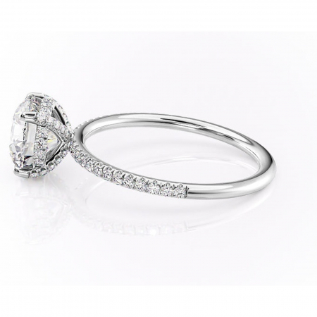 Inel de logodnă Estelle din aur Alb 14kt cu moissanite tăietură rotundă – Montură pavé rafinată pentru profil înalt | Personalizează și configurează gratuit online [5]
