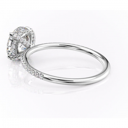 Inel de logodnă Estelle din aur Alb 14kt cu moissanite tăietură rotundă – Montură pavé rafinată pentru profil înalt | Personalizează și configurează gratuit online [4]