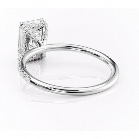 Inel de logodnă Estelle din aur Alb 14kt cu moissanite tăietură smarald – Montură pavé rafinată pentru profil înalt | Personalizează și configurează gratuit online [3]