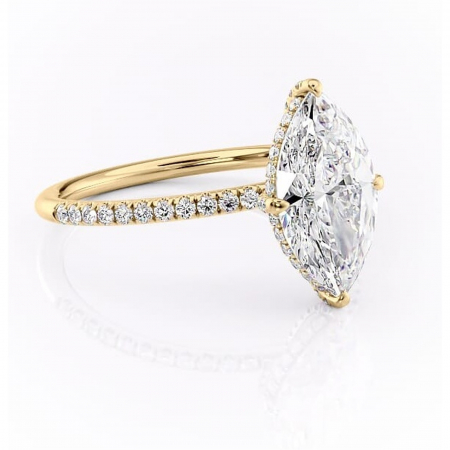 Marquise - Inel de logodnă Estelle din aur Galben 18kt cu moissanite tăietură marquise – Montură pavé rafinată pentru profil înalt | Personalizează și configurează gratuit online