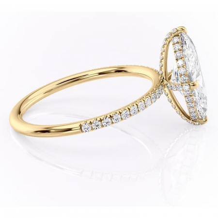 Inel de logodnă Estelle din aur Galben 14kt cu moissanite tăietură marquise – Montură pavé rafinată pentru profil înalt | Personalizează și configurează gratuit online [1]