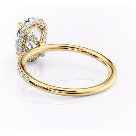 Inel de logodnă Estelle din aur Galben 14kt cu moissanite tăietură ovală – Montură pavé rafinată pentru profil înalt | Personalizează și configurează gratuit online [3]
