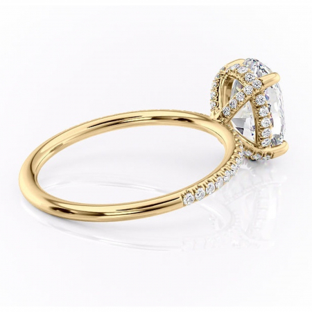 Inel de logodnă Estelle din aur Galben 14kt cu moissanite tăietură ovală – Montură pavé rafinată pentru profil înalt | Personalizează și configurează gratuit online [2]
