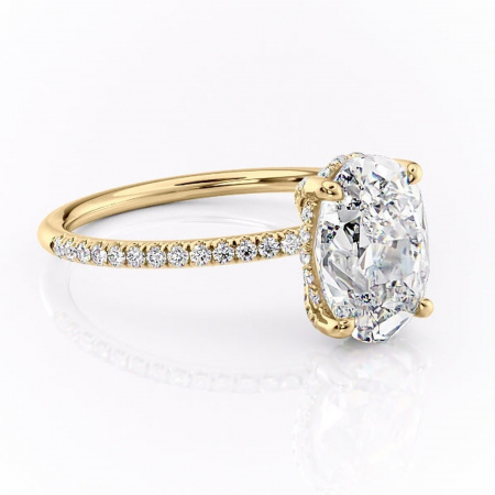 Aur galben - Inel de logodnă Estelle din aur Galben 18kt cu moissanite tăietură ovală – Montură pavé rafinată pentru profil înalt | Personalizează și configurează gratuit online